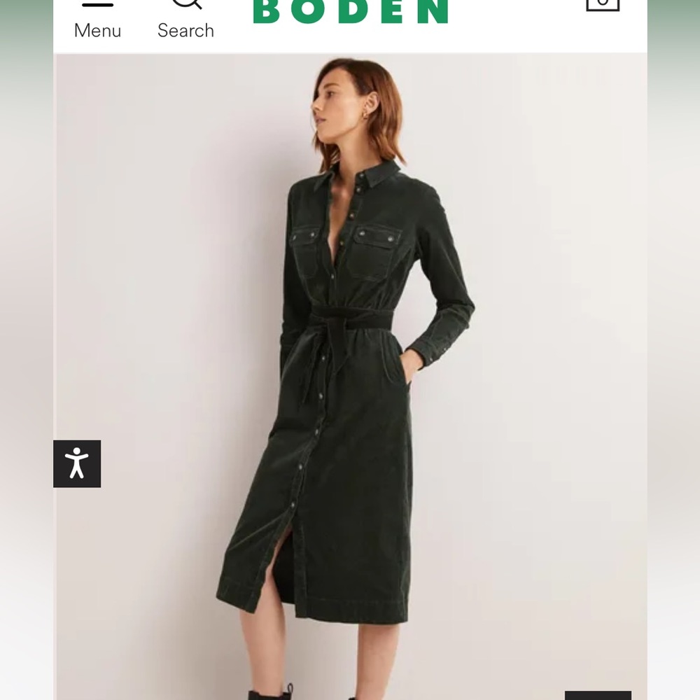 Boden Forest Green Shirt dress